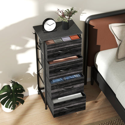 HOMCOM Chest of Four Fabric Drawers - Black