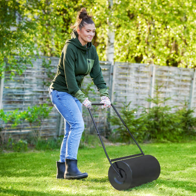 DURHAND Heavy Duty Garden Lawn Roller Push Tow Water Sand Filled 46L Equipment Manual Push Rolling Drum 