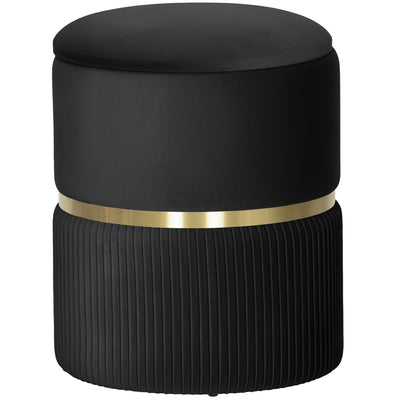 HOMCOM Velvet-Feel Storage Ottoman - Black 