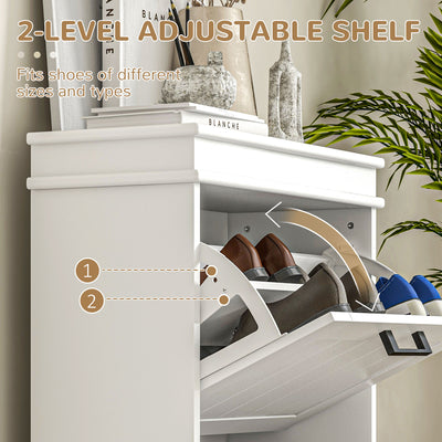 HOMCOM Two-Drawer Minimalistic Shoe Storage Cabinet, for 10 Shoes 