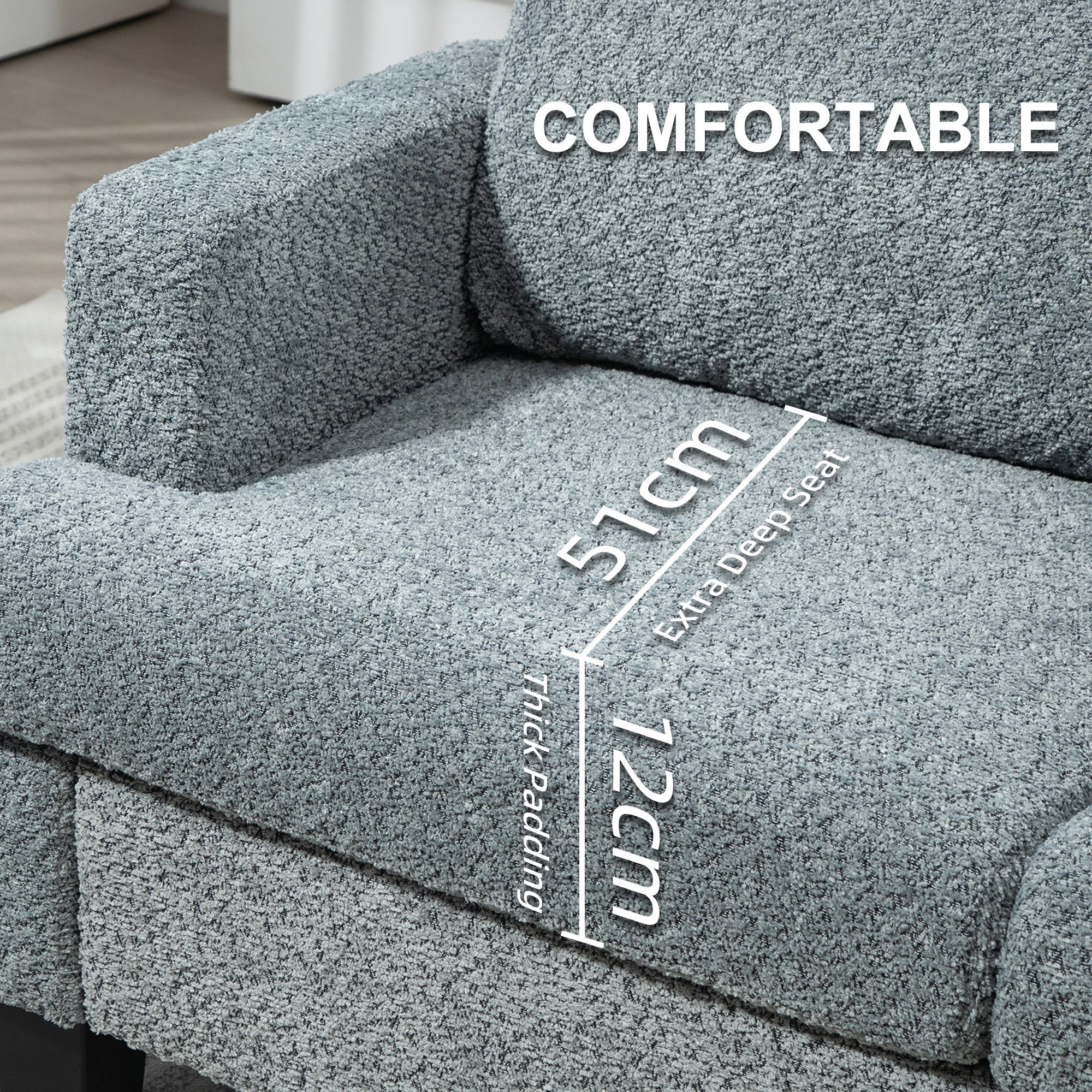 HOMCOM 2 Seater Sofa, Loveseat Sofa with Removable Back Cushions, Chenille Fabric Small Couch Settee with S-springs for Living Room, Bedroom, Home Office, Light Grey 