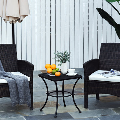 Outsunny Square Garden Metal Bistro Table Outdoor Patio Coffee Side Desk - Black 45L X 45W X 50H CM 