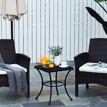 Outsunny Square Garden Metal Bistro Table Outdoor Patio Coffee Side Desk - Black 45L X 45W X 50H CM 