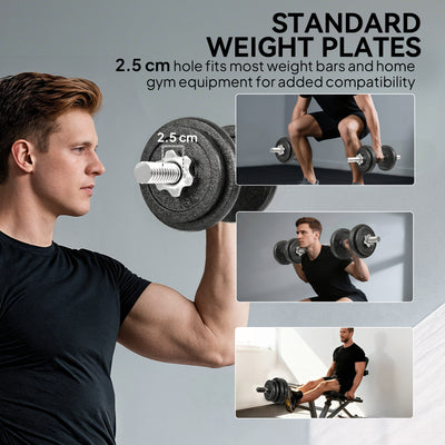 SPORTNOW 2-in-1 Adjustable Dumbbells Set, 20kg Cast Iron Weights Dumbbells Set with Non-Slip Grip for Strength Training, Weight Lifting, Bodybuilding, Home Gym Workout Equipment for Men & Women 