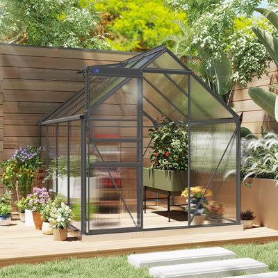 Outsunny 190 x 253 cm Walk-In Polycarbonate Greenhouse - Dark Grey 