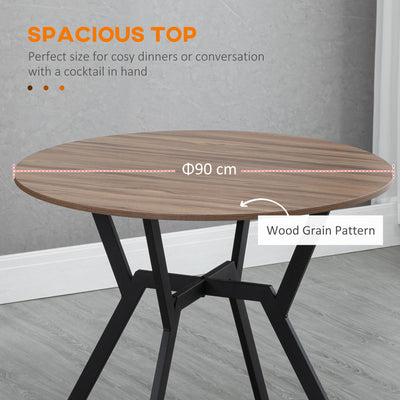 HOMCOM Dining Room Table with Black Legs Anti-slip Foot Pads for Living Room Dining Room 90 x 76 cm Brown 