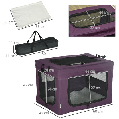 PawHut 60cm Pet Carrier, with Cushion, for Miniature Dogs - Purple 