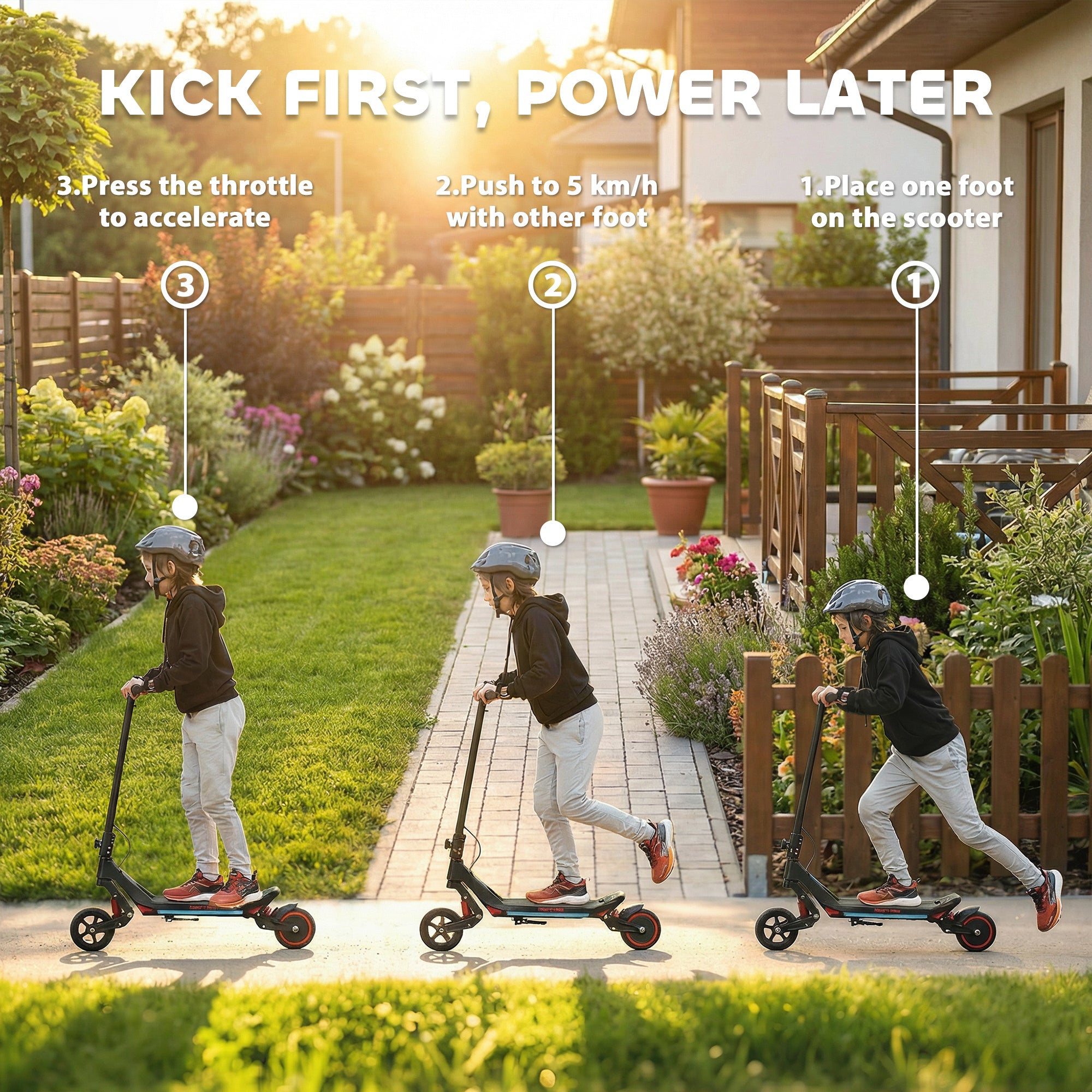 SPORTNOW Electric Scooter for Kids, Foldable E Scooter for Age Age 6+ with LED Display, RGB lights, Up to 16km/h, Black 