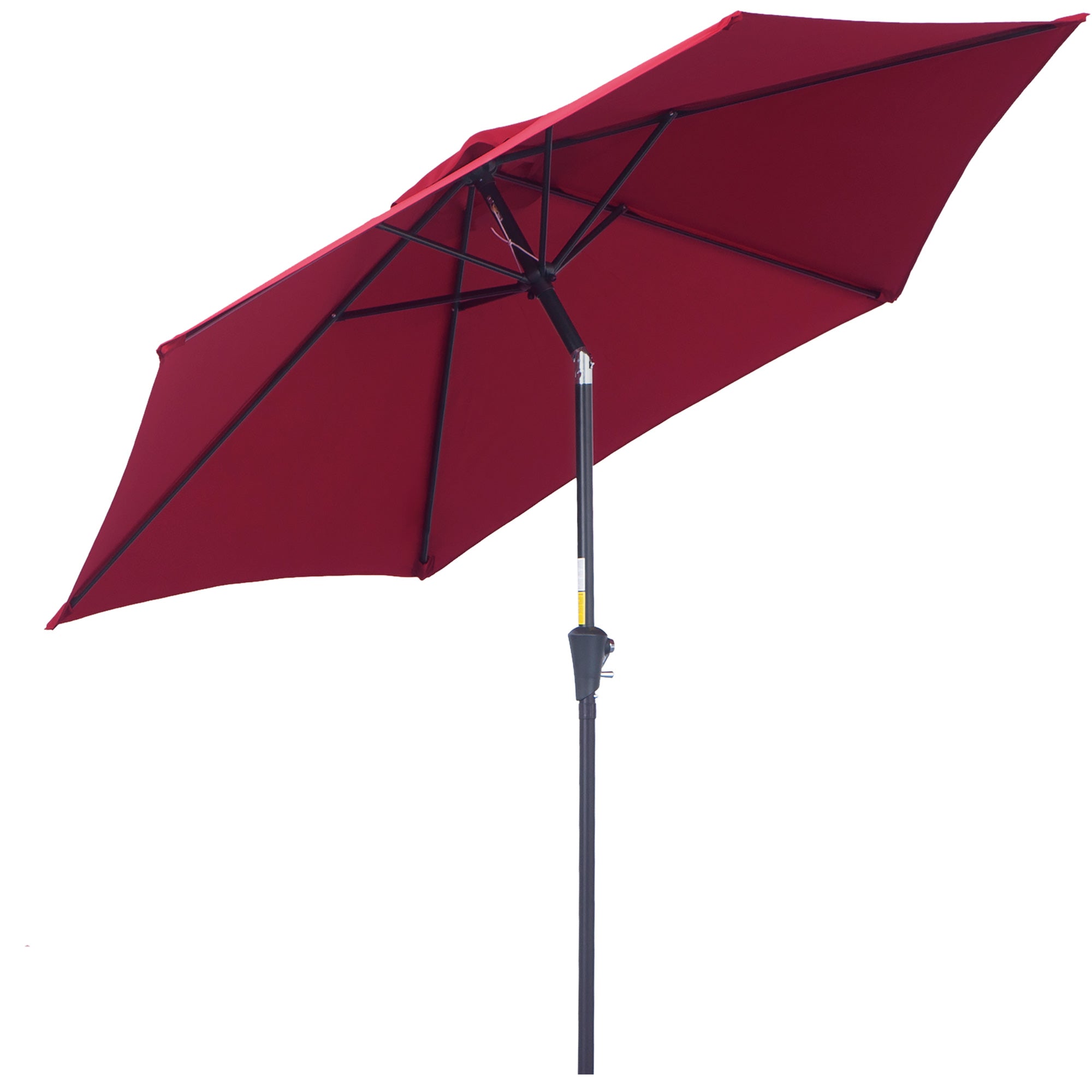 Outsunny 2.6M Garden Parasol Umbrella with Tilt and Crank, Outdoor Sun Parasol Sunshade Shelter with Aluminium Frame, Wine Red 