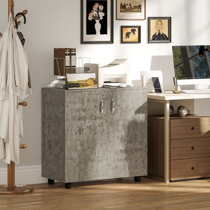 Vinsetto Two-Tier Locking Office Storage Cabinet - Grey 