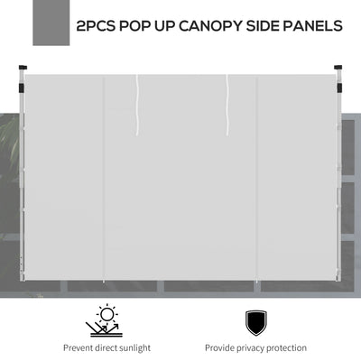 Outsunny Gazebo Side Panels, 2 Pack Sides Replacement, for 3x3(m) or 3x6m Pop Up Gazebo, with Windows and Doors, White 