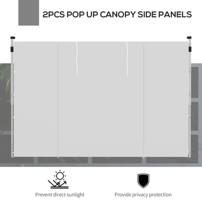 Outsunny Gazebo Side Panels, 2 Pack Sides Replacement, for 3x3(m) or 3x6m Pop Up Gazebo, with Windows and Doors, White