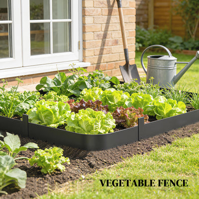 Outsunny 5pcs Garden Fence, Metal Picket Fence Panels, 115x15cm, Black 