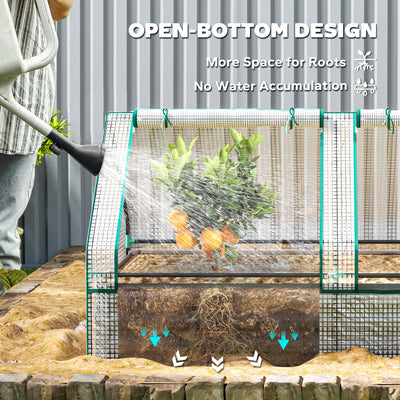 Outsunny Metal Planter Box with Cover, Raised Garden Bed with Greenhouse, for Herbs and Vegetables, White and Dark Grey 