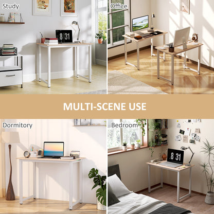 HOMCOM Computer Desk, Writing Table, 100 x 60 x 76cm Workstation for Home Office, Study with Metal Frame, Simple Assembly, White 