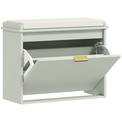 HOMCOM Elegant Six Shoe Bench, with Top Seat - Green 