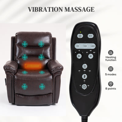 HOMCOM Power Lift Recliner Chair with Vibration Massage, Heat, USB - Brown 