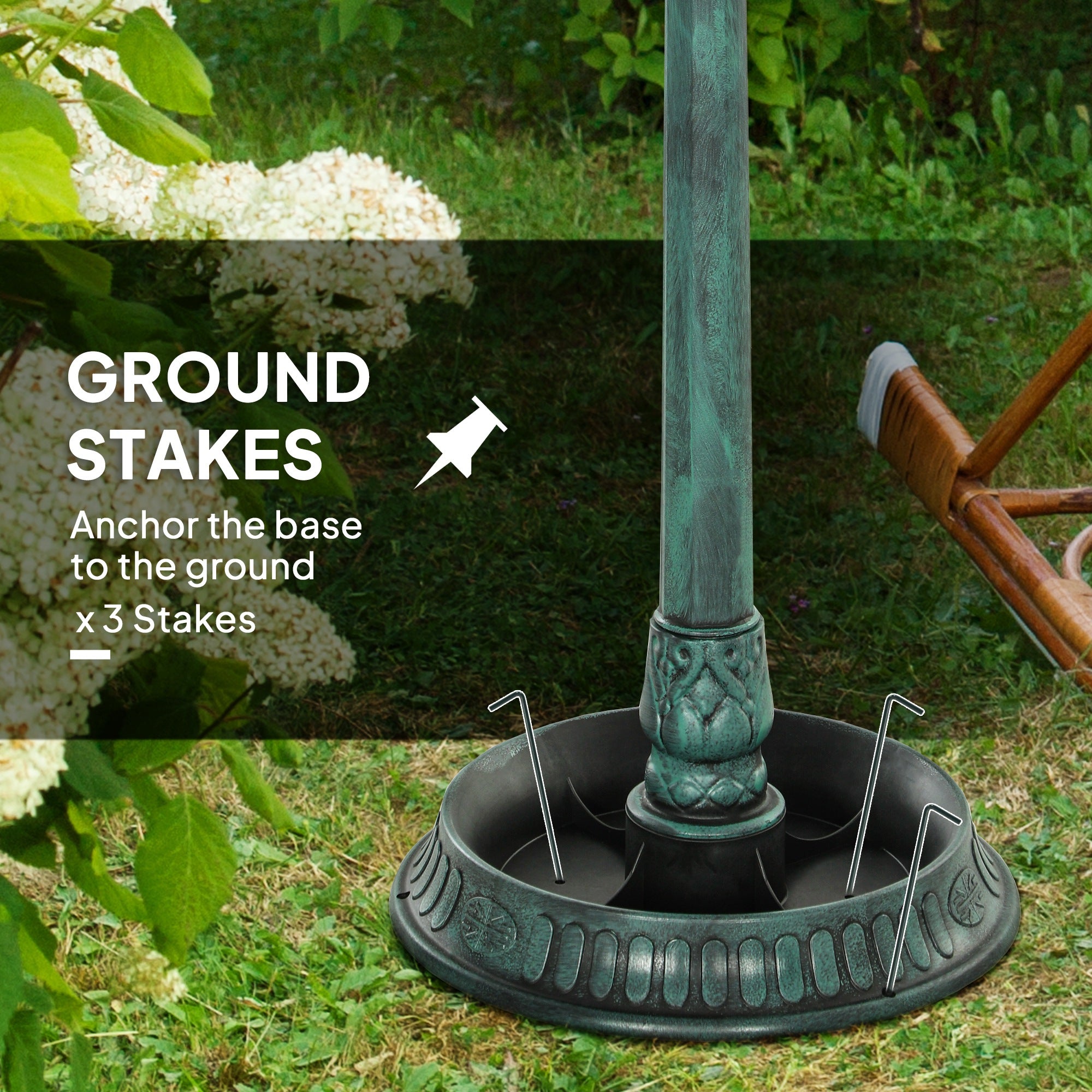 Outsunny 3-in-1 Garden Bird Bath, Freestanding Birdbath with Large Water Basin, Underneath Flower Planter, Φ50 x 113 cm, Green 