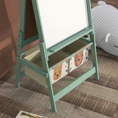 AIYAPLAY Three-In-One Kids Easel with Paper Roll, Art Easel, with Storage - Green 