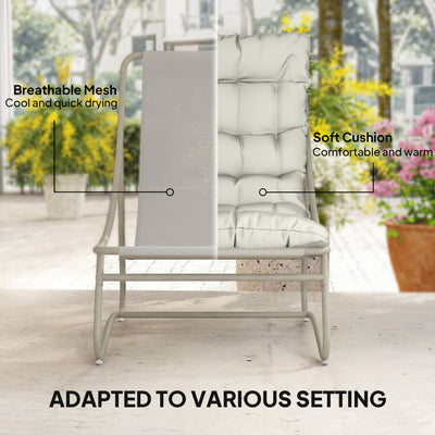 Outsunny Bistro Set for Garden, 3 Piece Outdoor Table and Chair with Footstool and Removable Cushions, Comfy Balcony Furniture 