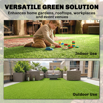 Outsunny Artificial Grass Turf Low Maintenance Realistic Lawn Pet Turf with Drain Holes for Garden 1m x 4m Green 