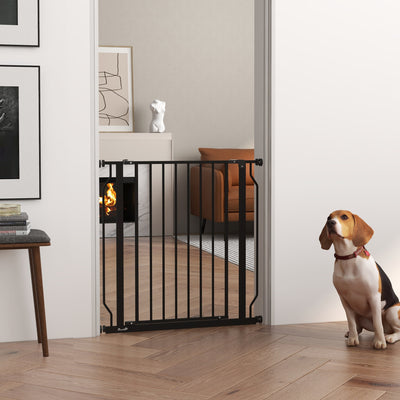 PawHut Extra Wide Dog Safety Gate, with Door Pressure, for Doorways, Hallways, Staircases - Black 