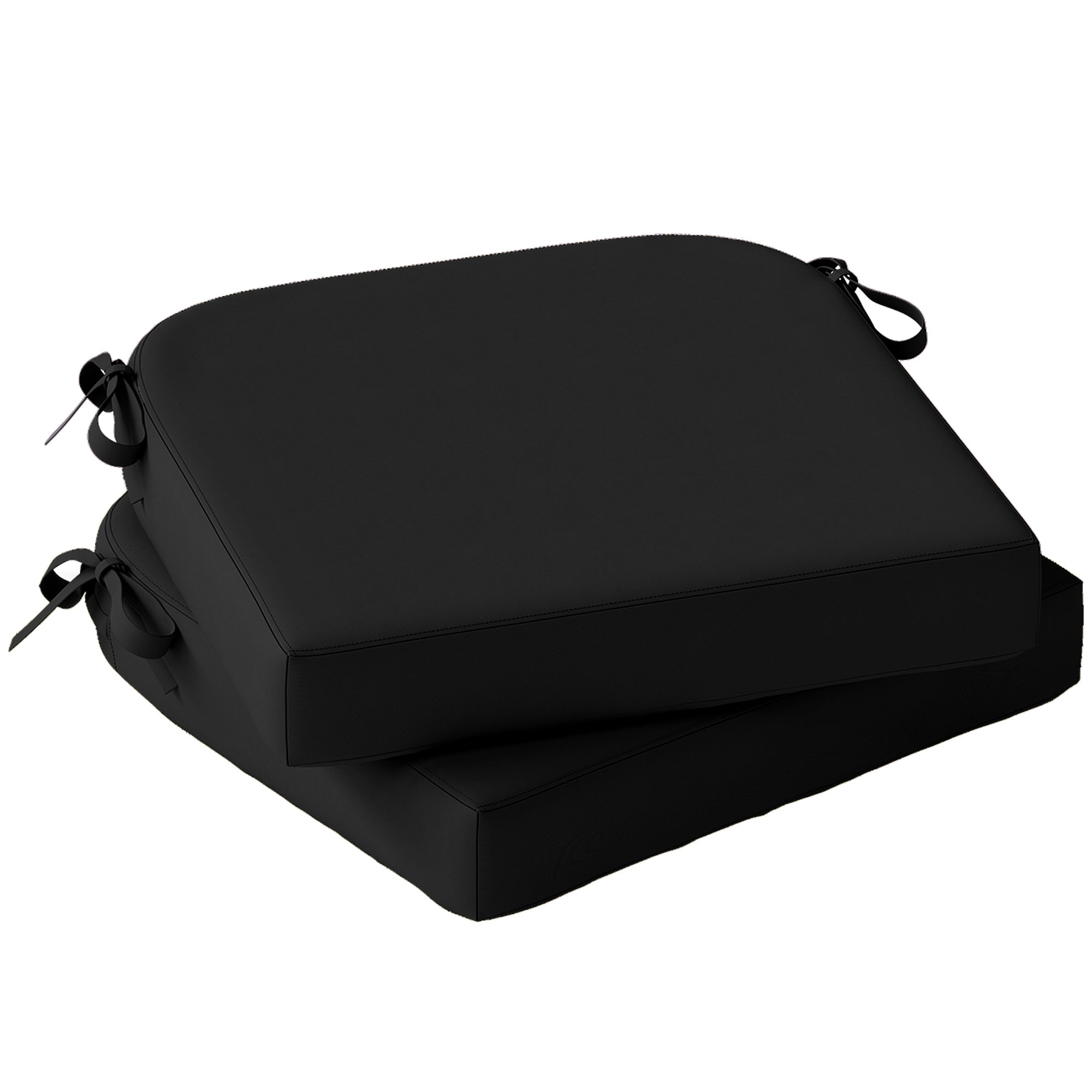 Outsunny Outdoor Chair Seat Cushions Set of 2, Garden Chair Cushions with 7cm Thick Foam & Ties, Black 