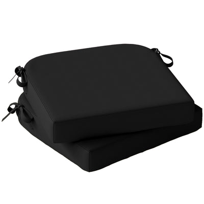Outsunny Outdoor Chair Seat Cushions Set of 2, Garden Chair Cushions with 7cm Thick Foam & Ties, Black 