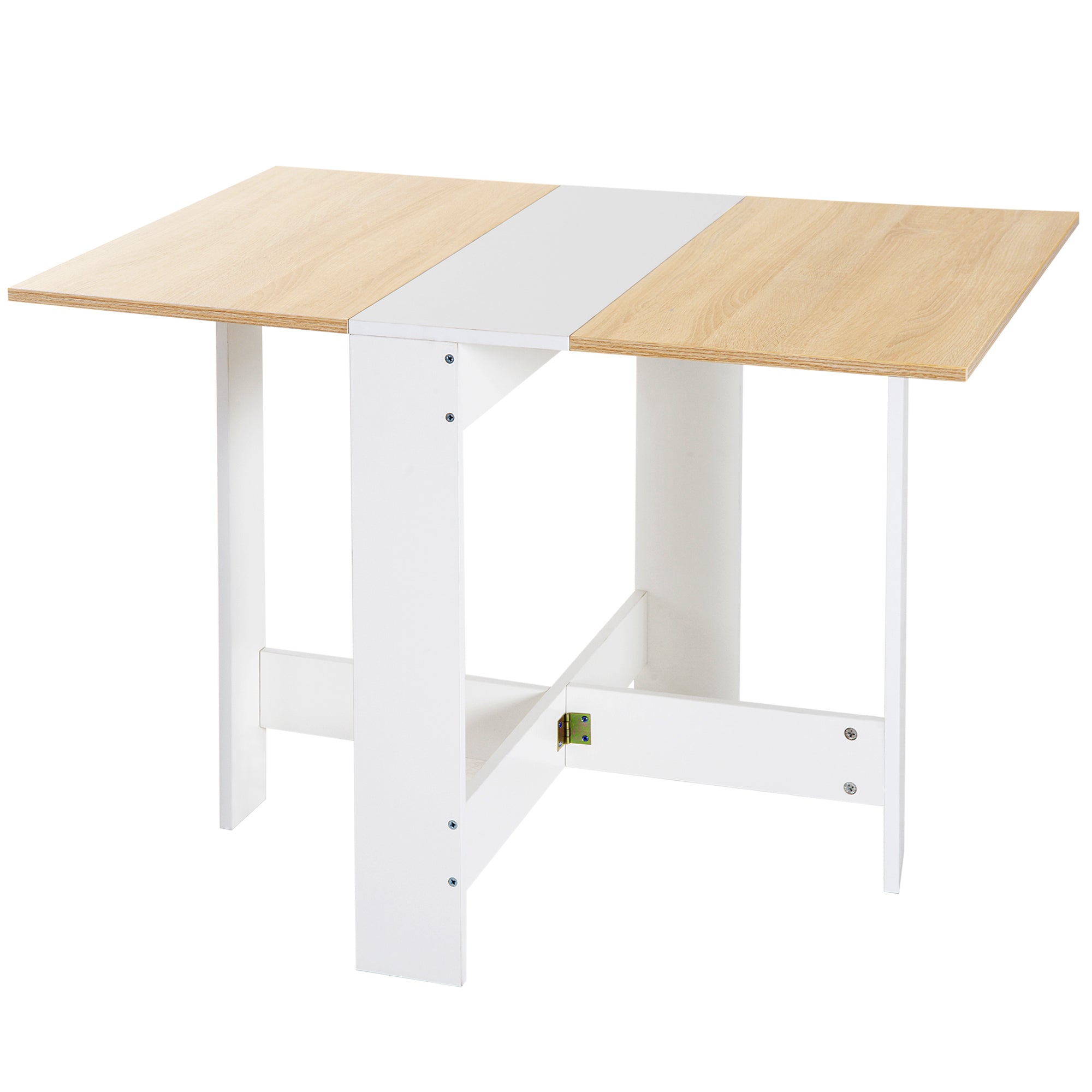 HOMCOM Wooden Folding Dining Table Writing Computer Desk PC Workstation Space Saving Home Office Oak & White 