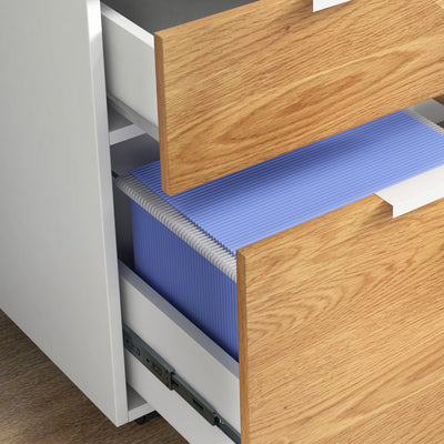 HOMCOM Two-Drawer Lockable Filing Cabinet - Wood Effect 