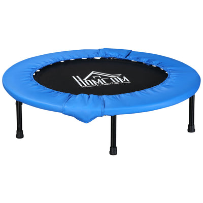 HOMCOM \'ce\'a6101 Mini Fitness Trampoline Home Gym Yoga Exercise Rebounder Indoor Outdoor Jumper with Safety Pad, Support Up to 100 KG, Blue and Black 