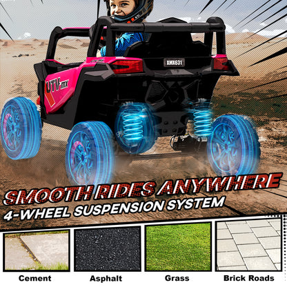 AIYAPLAY 12V Kids Ride On Car with Remote Control, Kids Electric Car with Suspension System, Music, for Kids 3-5 Years, Pink