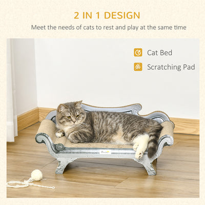PawHut Cat Scratching Board Cardboard Cat Scratchers Lounger, 60 x 29 x 26.5cm 