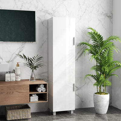 HOMCOM Tall Bathroom Cabinet, Freestanding Bathroom Cabinet with Adjustable Shelves and Double Doors 