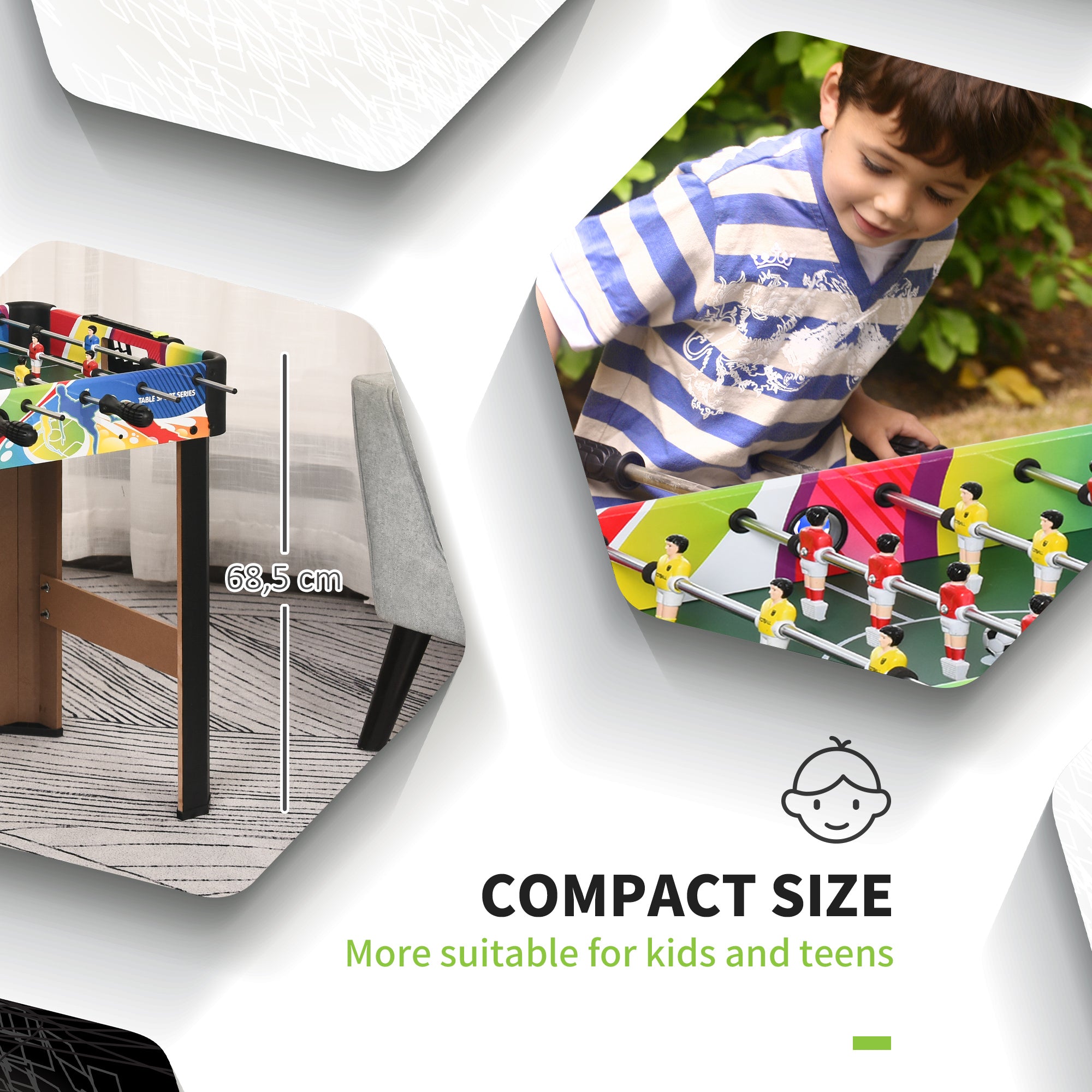 HOMCOM 2.8FT Football Foosball Gaming Table Soccer For Kids Indoor Play Fun Sports Game 