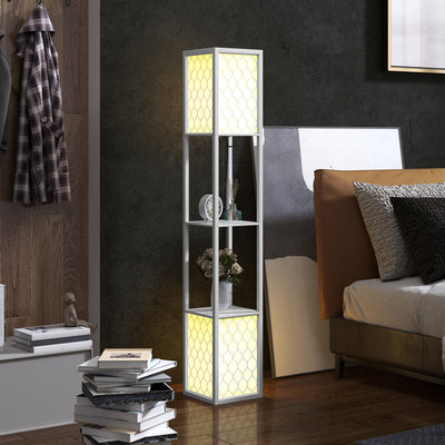 HOMCOM Duo Light Floor Shelves - White 