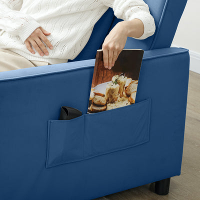 HOMCOM Three-Person Velvet-Feel Sofa Bed - Blue 