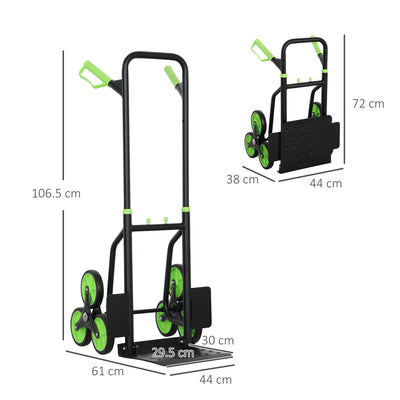 DURHAND Six-Wheel Folding  Sack Barrow Trolley - Black/Green 