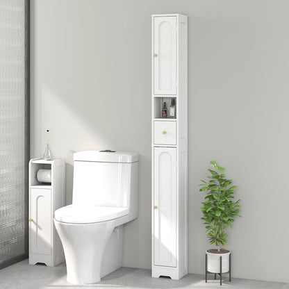 HOMCOM 185 cm Tall Bathroom Cabinet with Arched Doors - White