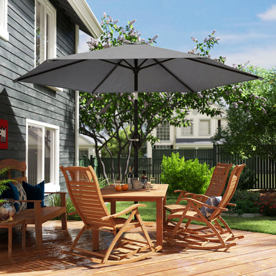 Outsunny 2.6 m Garden Parasol Umbrella with Aluminium Pole, Outdoor Patio Umbrella with Tilt and Crank, Vent, Grey 