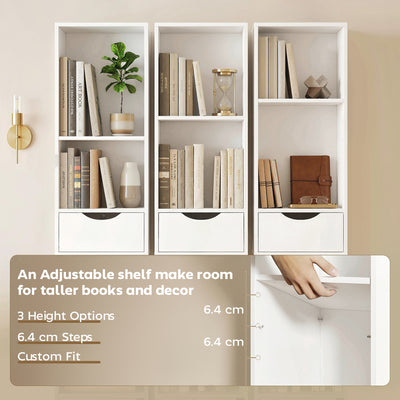 HOMCOM Bookcase with Drawers Adjustable Shelf Bookshelf with 2 Drawers and Cabinet 158 cm White 