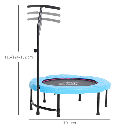 HOMCOM 40'' Fitness Trampoline with Adjustable Handle, Rebounder Trampoline Mini Jumper for Indoor Exercise Workout, Support Up to 100kg, Blue 