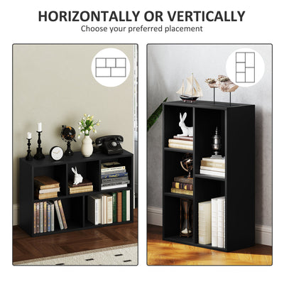 HOMCOM 2-Tier Bookshelf with 5 Compartments - Black 