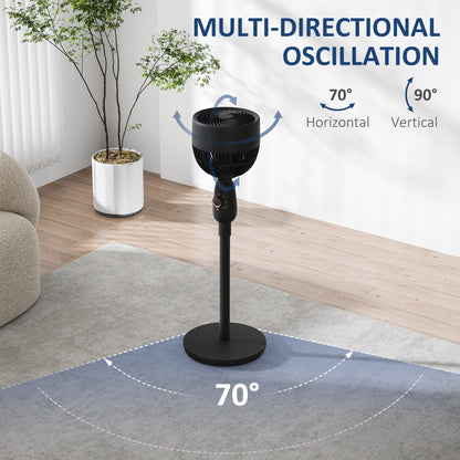 HOMCOM Pedestal Fan, Powerful Air Circulator, 12 Inch Floor Standing Fan with 3 Speed Settings, Oscillating Function for Bedroom, Home and Office, Black 