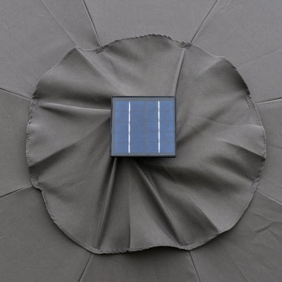 Outsunny 2.7m Garden Parasol Sun Umbrella w/ LED Solar Light Angled Canopy Grey 