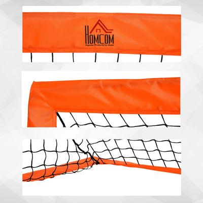 HOMCOM Set of 2 Football Goal Net 6 x 3 ft Foldable Outdoor Sport Training Teens Adults Football with Carrying Bag Orange 