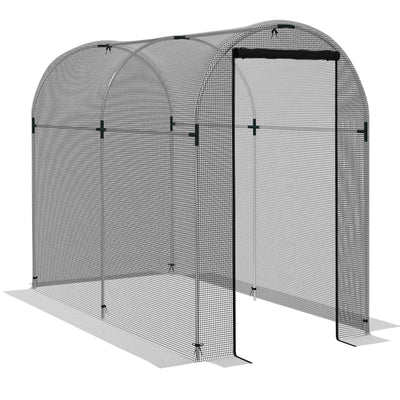 Outsunny Galvanised Steel Fruit Cage, Plant Protection Tent with Zipped Door, 1.2 x 2.4 x 1.9m, Black 