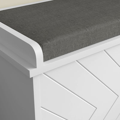HOMCOM 10-Shoe Storage Bench, with Padded Top Seat - White/Grey 