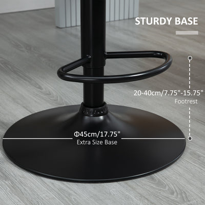 HOMCOM Bar Stools Set Of 2, Luxurious Velvet-Touch Barstools with Metal Frame Footrest Round Base Triangle Indenting Moulded Seat Adjustable Height Swivel Grey 