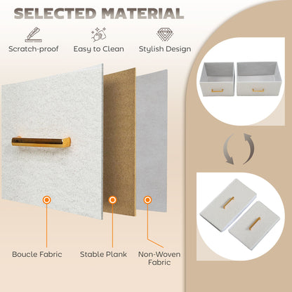 HOMCOM Chest of Drawers with 9 Fabric Drawers, Boucle Storage Organiser with Steel Frame, Fabric Dresser for Bedroom, Living Room, Hallway, Cream White 